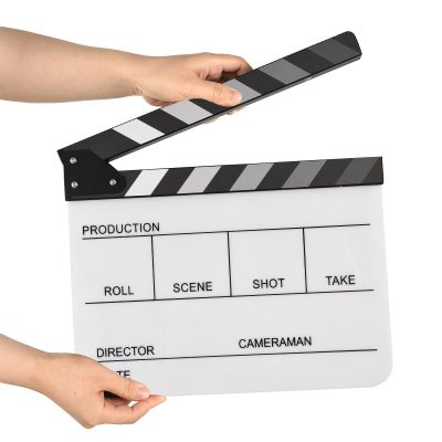 Andoer Acrylic Clapperboard Action Cut Board Movie Film Clapper Film Clapboard Movie Director's Slate Cut Action Scene Clapper Board Film Slate Dry Movie Clap Board