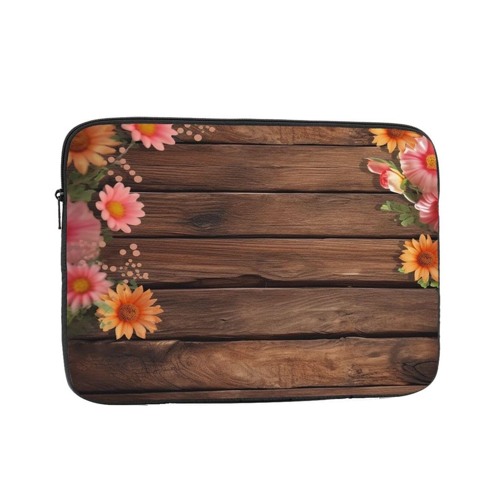 15 inch Laptop Sleeve Bag Flowers and wooden Laptop Bag Shockproof Computer Carrying Cover Slim Briefcase Handbag
