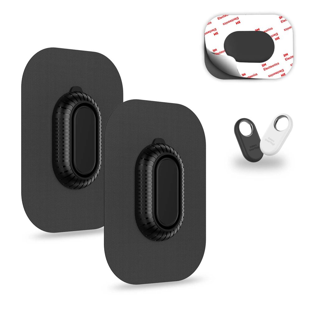 [2-Pack] Case for Galaxy SmartTag2 Fabric Holder | Secure & Discreet, Full Protection Galaxy Smart Tag 2 Holder with 3M Adhesive Sticker for Luggage,Camera Bags, Backpacks & Purses etc.(Black&Black)