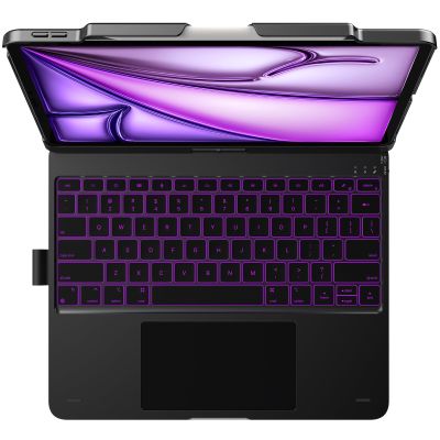 typecase Keyboard Case for iPad Air 13-inch: Multi-Touch Trackpad - 360 Rotatable - 11-Colors Backlit - Wireless Cover with Pencil Holder for iPad Air 13 (M3, 205/M2, 2024) - Dark Black