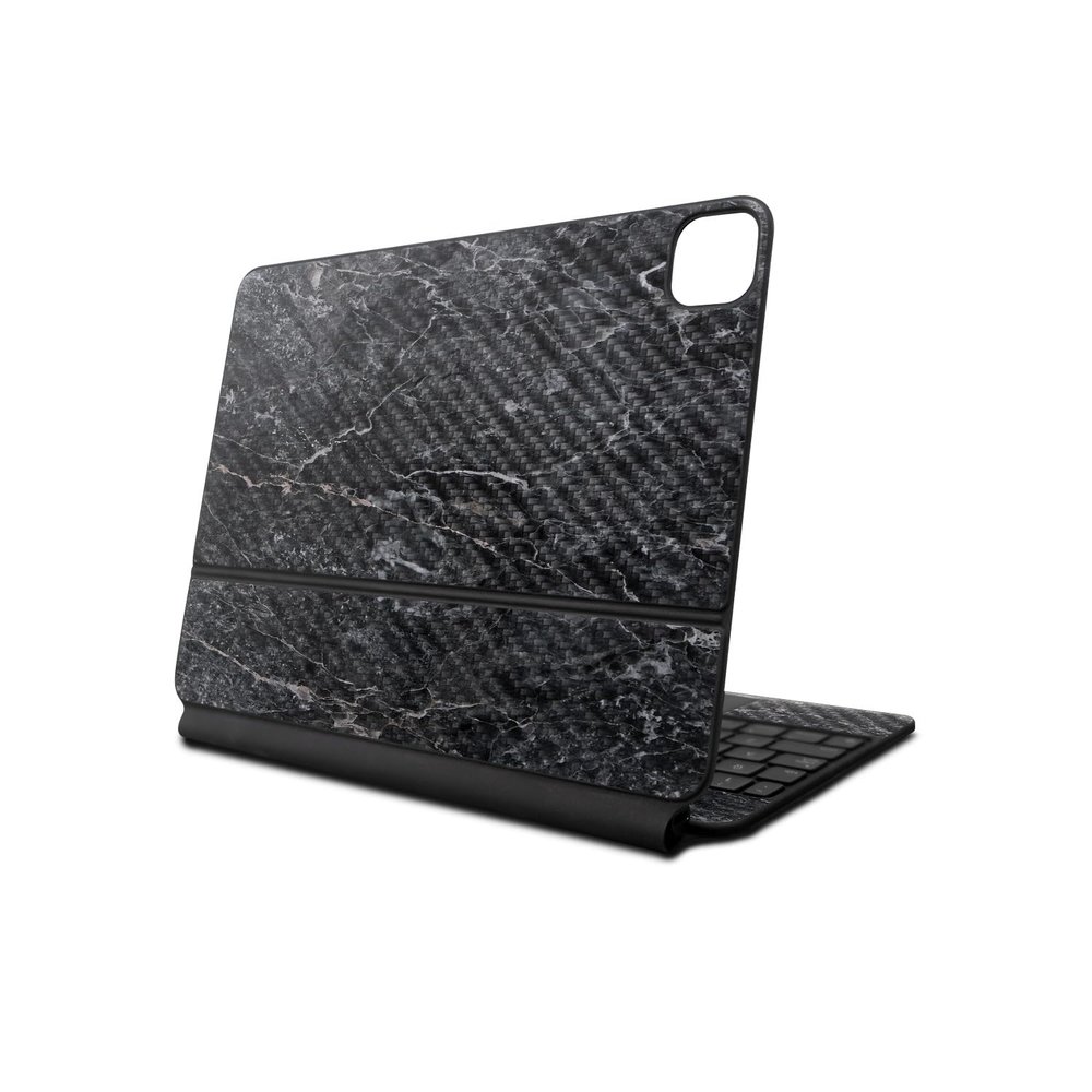 Carbon Fiber Skin Compatible with Apple Magic Keyboard for iPad Air 11-inch (M2) 2024 - Onyx Marble - Premium 3M Vinyl Protective Wrap Decal Cover - Easy to Apply | Crafted in The USA by MightySkins