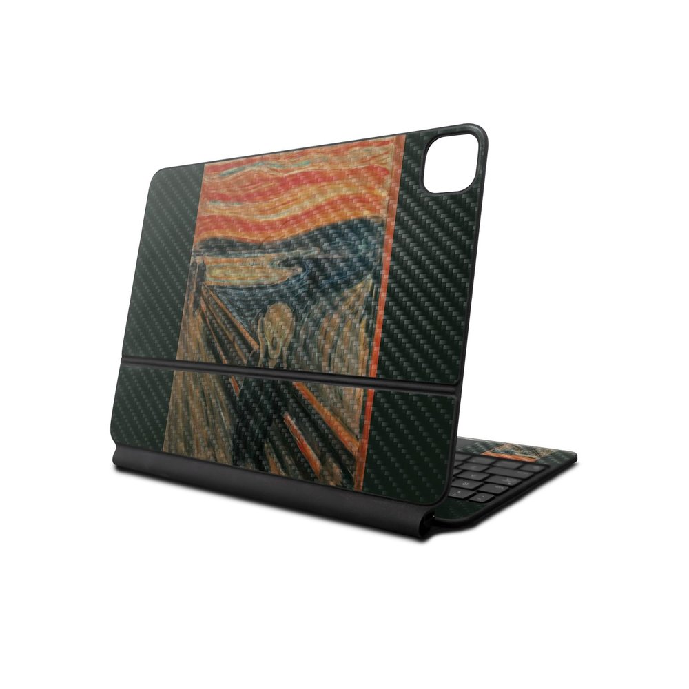 Carbon Fiber Skin Compatible with Apple Magic Keyboard for iPad Air 11-inch (M2) 2024 - The Scream - Premium 3M Vinyl Protective Wrap Decal Cover - Easy to Apply | Crafted in The USA by MightySkins