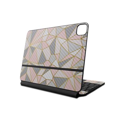 Carbon Fiber Skin Compatible with Apple Magic Keyboard for iPad Air 11-inch (M2) 2024 - Rose Gold Polygon - Premium 3M Vinyl Protective Decal Cover - Easy to Apply | Crafted in The USA by MightySkins