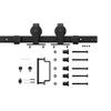30 in. x 84 in. 3/4 Lites Frosted Glass Black Steel Frame Interior Barn Door with Sliding Hardware Kit and Door Handle view 4
