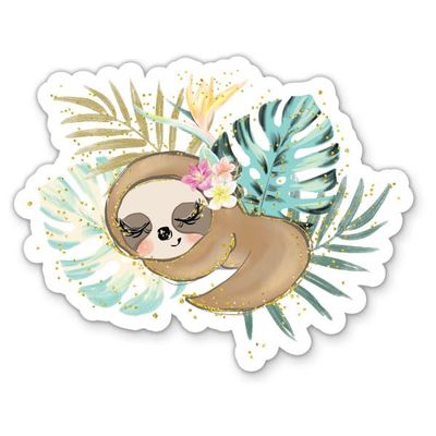Cute Sloth Sleeping Stickers - 2 Pack - Waterproof Vinyl for Car, Phone, Water Bottle, Laptop - Chillin Cute Sloth Decals (2-Pack)
