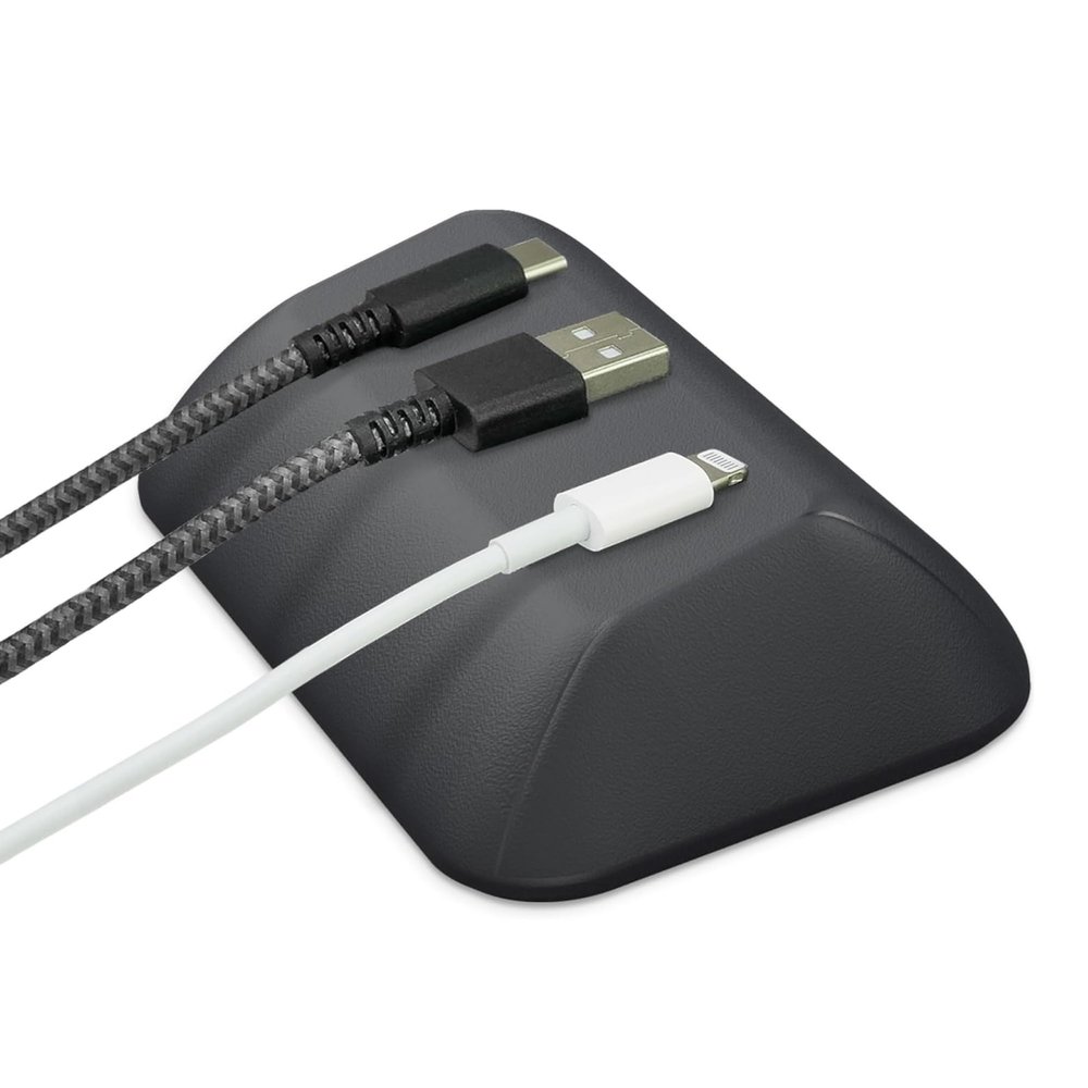 Smartish Magnetic Cord Holder - Bigger Cable Wrangler Organizer with Magnet Clips for Charger Management on Desktop, Nightstand - Holds 6+ Cables - Black Tie Affair