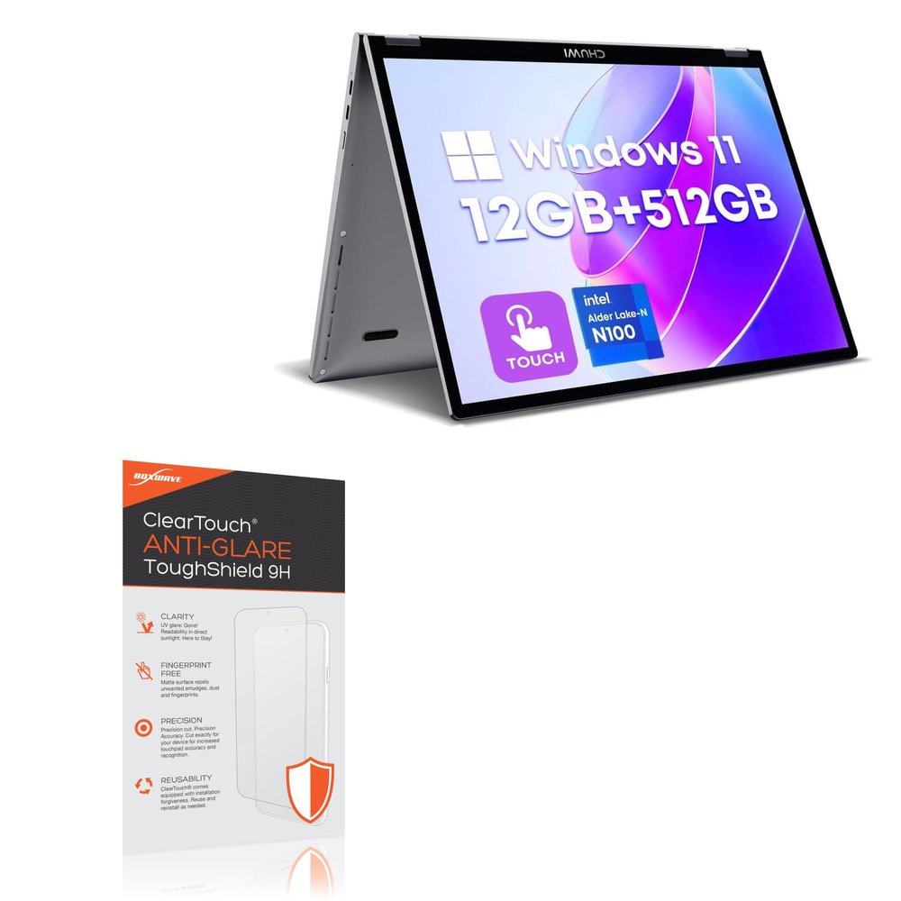 BoxWave Screen Protector Compatible with Chuwi MiniBook X N100 2-in-1 Touchscreen Laptop (10.51 in) - ClearTouch Anti-Glare ToughShield 9H (2-Pack), Anti-Glare 9H Tough Flexible Film Screen Protector