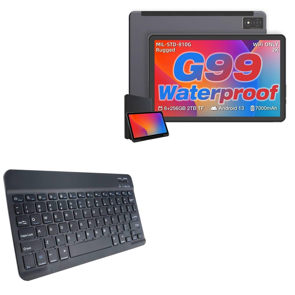 BoxWave Keyboard Compatible with AGM PAD P1 Rugged Tablet (10.36 in) - SlimKeys Bluetooth Keyboard, Portable Thin with Chiclet-Style Keys - Jet Black