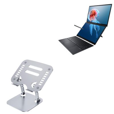 BoxWave Stand and Mount Compatible with ASUS Zenbook Duo UX8406MA-DS76T - Executive VersaView Laptop Stand, Ergonomic Adjustable Viewing Angle Metallic Riser - Metallic Silver