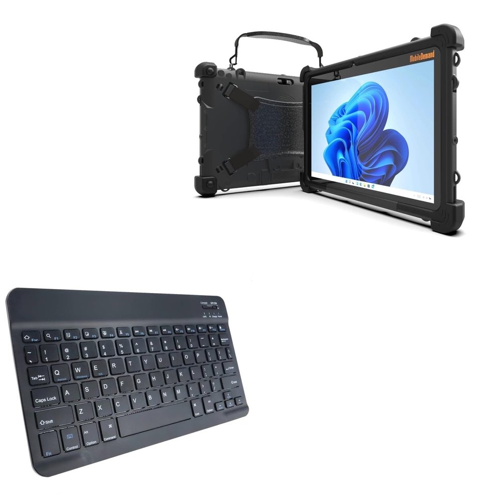 BoxWave Keyboard Compatible with MobileDemand Touch Flex Rugged Tablet (10 in) - SlimKeys Bluetooth Keyboard, Portable Thin with Chiclet-Style Keys - Jet Black