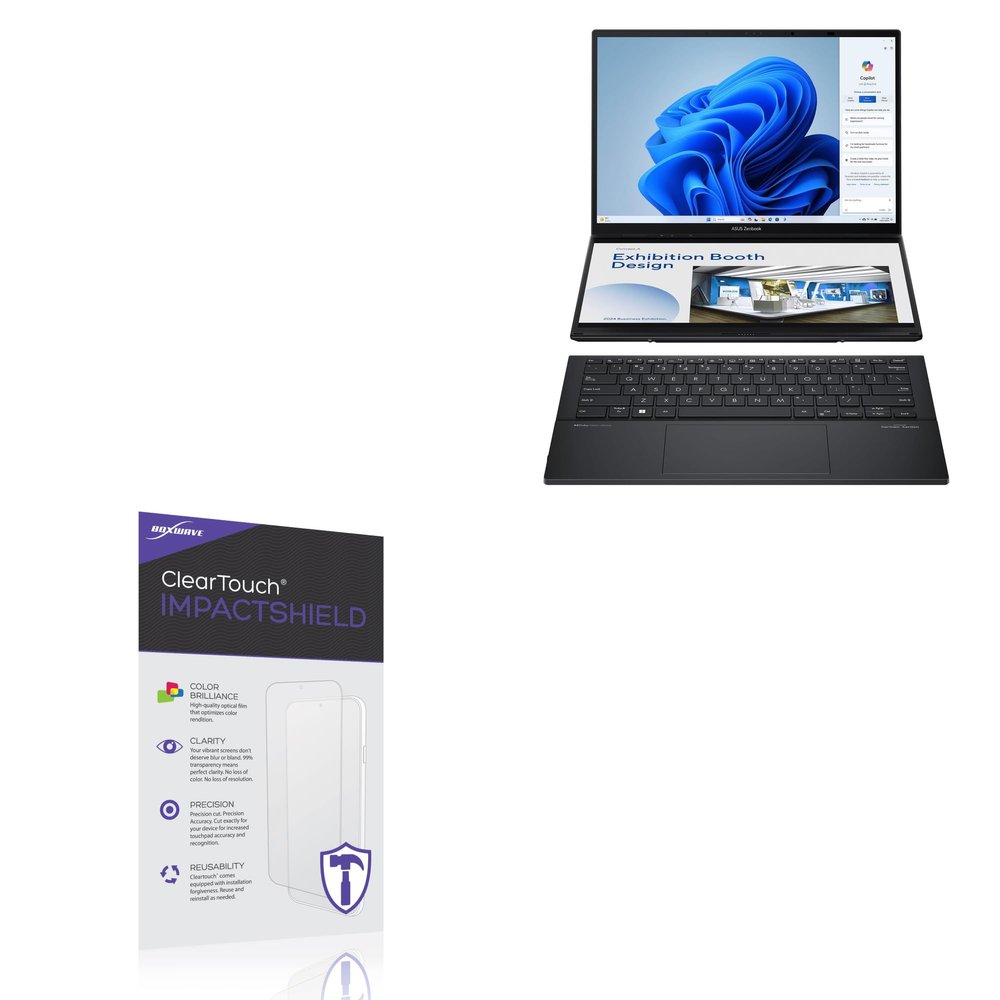 BoxWave Screen Protector Compatible with ASUS Zenbook Duo UX8406MA-PS99T - ClearTouch ImpactShield (2-Pack), Impenetrable Screen Protector Flexible Film