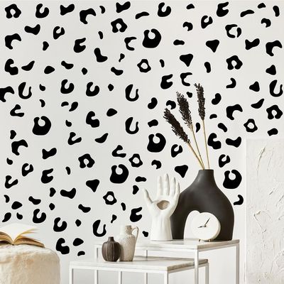 360 PCS Matte Black Leopard Print Wall Decals, 10 Sheets Peel & Stick Removable Vinyl Stickers, Mixed Sizes 0.62.6 in Leopard Spots for Bedroom, Living Room, Dorm & Aesthetic Home Decor