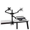 AVXANKTG OL-10T Aluminum Height Adjustment Desktop Dual 17-32 Inch Monitor Stand + 12-17 Inch Laptop Stand Full Motion Triple Mount Arm, Black view 1