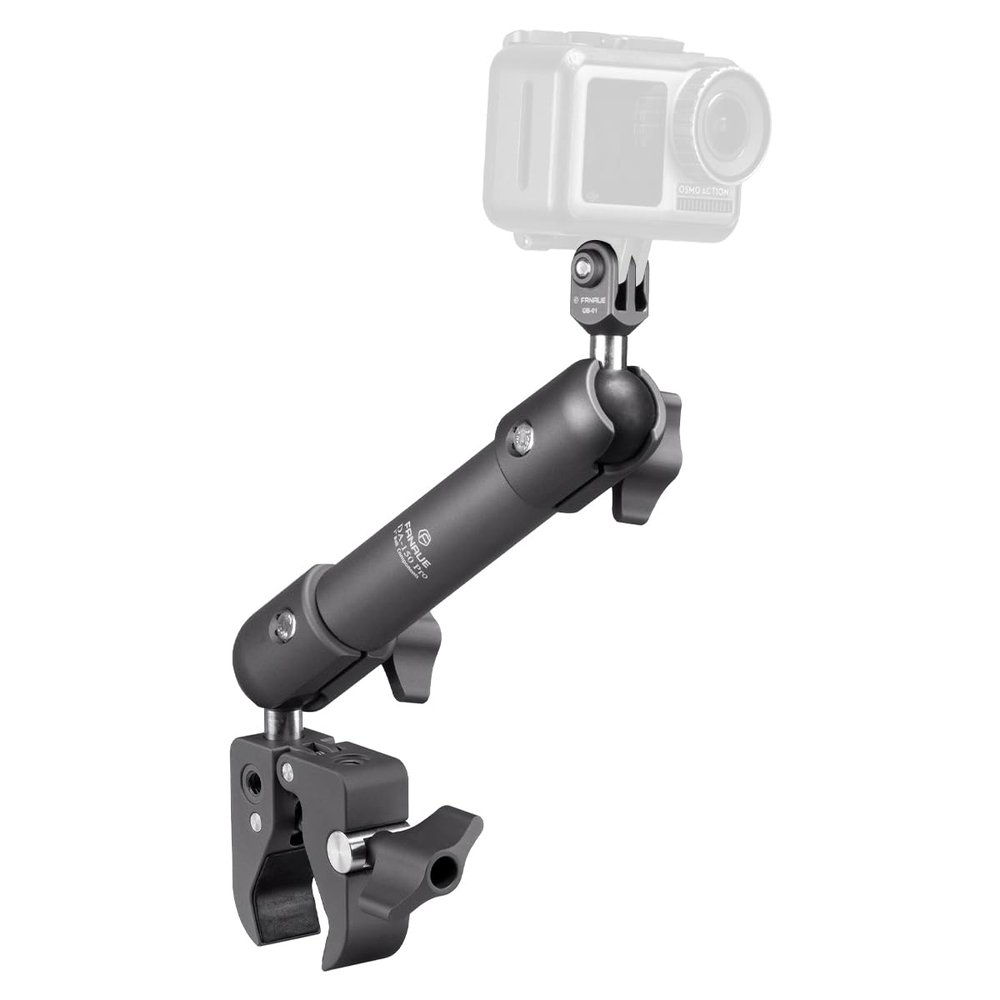 FANAUE Super Clamp Camera Mount Monitor Magic Arm Double Ball Head Adapter with 1/4"-20 Thread for Canon/Nikon/DSLR/Gopro/LED Lights/Insta360, Action Camera Can be Mounts on Bike Motorcycle Handlebar