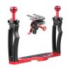Underwater Video Stabilizer Holder Alloy Camera Tray Bracket Double Handheld Hand Grip with Ball Clamp Mount for Diving Aluminium Alloy Underwater Video Light Stabilizer Tray Diving Light Stand Tray view 1