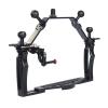 Underwater Video Stabilizer Holder Alloy Camera Tray Bracket Double Handheld Hand Grip with Ball Clamp Mount for Diving Aluminium Alloy Underwater Video Light Stabilizer Tray Diving Light Stand Tray view 4