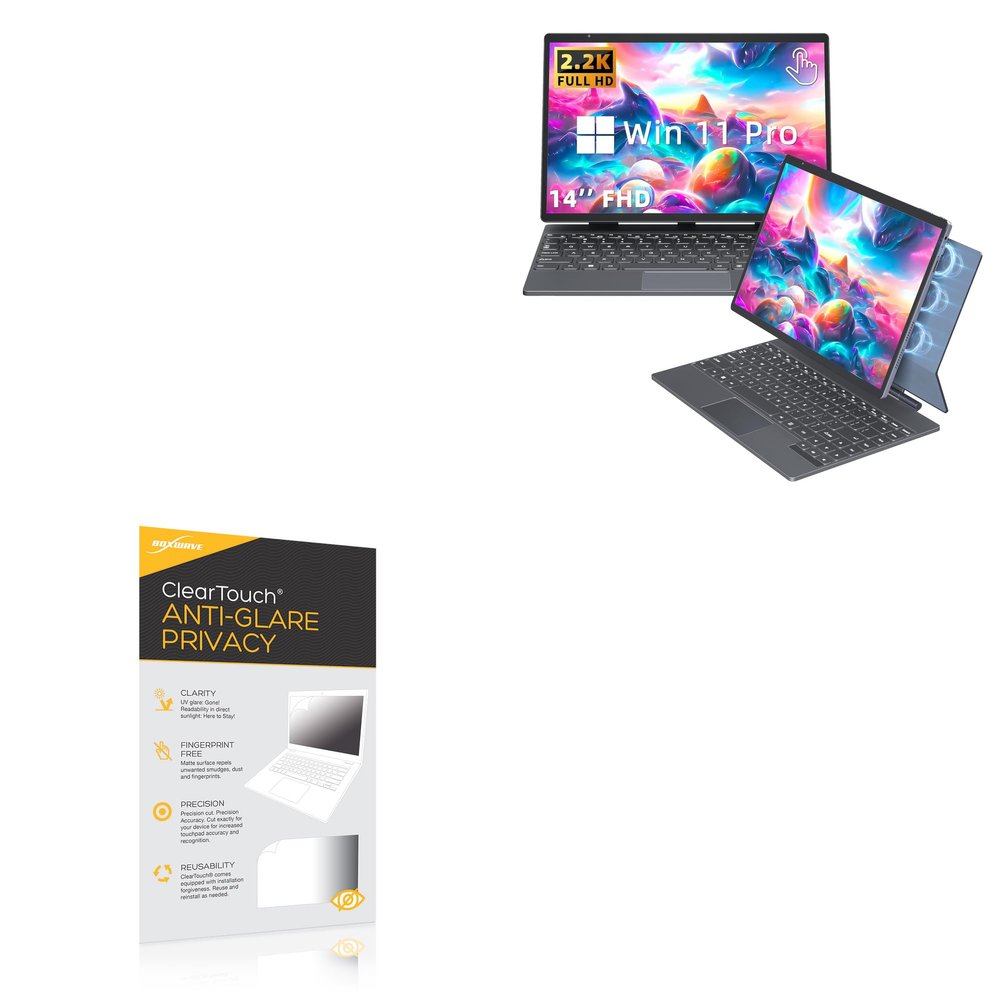 BoxWave Screen Protector Compatible with Rumtuk HJC 12 2-in-1 Laptop (14 in) - ClearTouch Anti-Glare Privacy (2-Pack), Privacy Screen Protector Flexible Film Anti-Glare