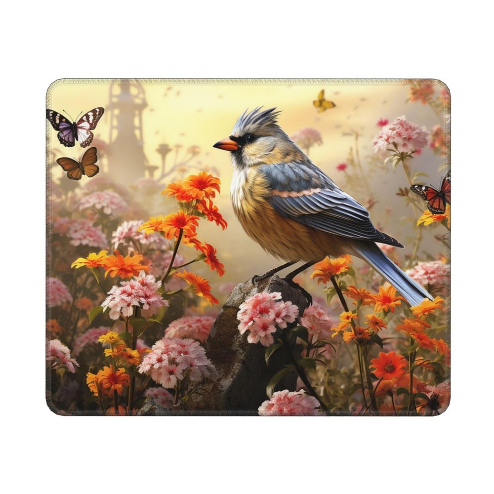 Mousepad Small MouseMat with Anti-Slip Rubber Base Sparrow Birds Sing MousePads for Man Woman Computer Mousepad for Wireless Mouses Keyboard Mat Gaming Desk Pad for Home