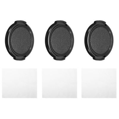 PATIKIL 43mm Lens Cap, 3 Pack Sides Pinch Snap Camera Lens Cover for Front Lens with Cloth, Suitable for 43mm Thread Universal DSLR Lenses for Nikon, for Fujifilm, for Pentax, for Leica