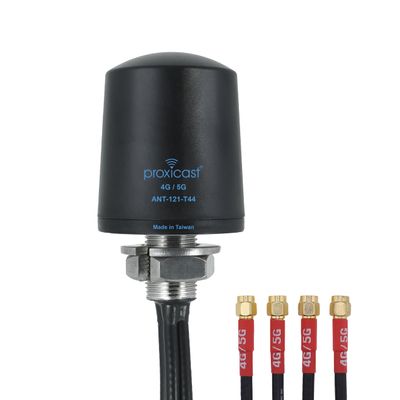 Proxicast 4x4 MIMO 5G Antenna - Vandal Resistant Low Profile Omnidirectional Through-Hole Mount - 2 ft Coax - Black - Compatible with Cisco, Cradlepoint, Digi, MoFi & Others (ANT-121-T44-B-02)