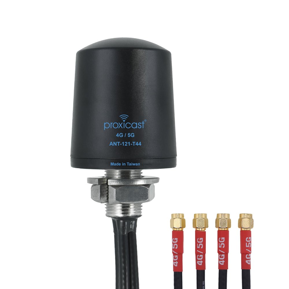 Proxicast 4x4 MIMO 5G Antenna - Vandal Resistant Low Profile Omnidirectional Through-Hole Mount - 2 ft Coax - Black - Compatible with Cisco, Cradlepoint, Digi, MoFi & Others (ANT-121-T44-B-02)