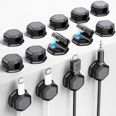 14 Pack Magnetic Cord Organizer - Cord Organizer for Desk - Cord Holder - Cord Holder for Nightstand, Magnetic Cable Clips, for Desk, Nightstand, Phone Charger, Computer, Home, Office, Car