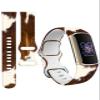 BOSPFJG Sport Bands Compatible with Charge 6 /Charge 5 for Women Men,Soft Waterproof Replacement Straps Wristbands for Charge Advanced Fitness Tracker(Brown White Cow Hide) view 1
