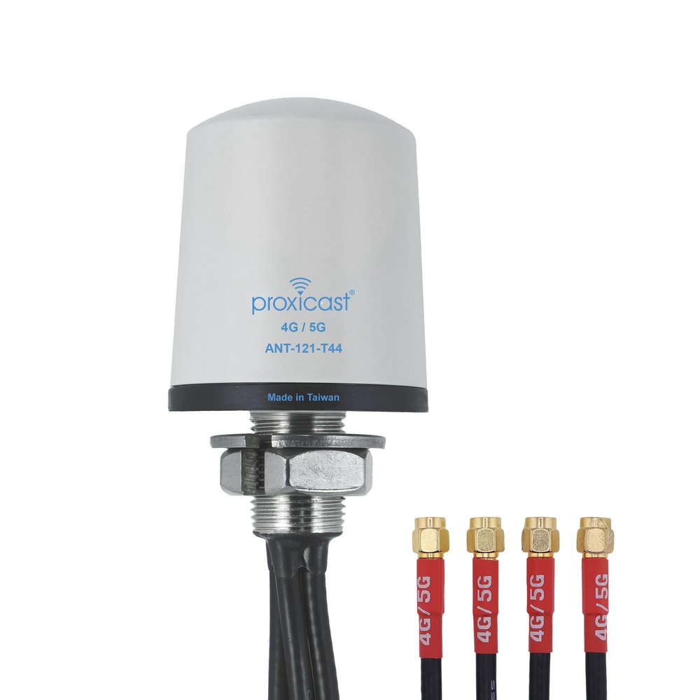 Proxicast 4x4 MIMO 5G Antenna - Vandal Resistant Low Profile Omnidirectional Through-Hole Mount - 2 ft Coax - White - Compatible with Cisco, Cradlepoint, Digi, MoFi & Others (ANT-121-T44-W-02)