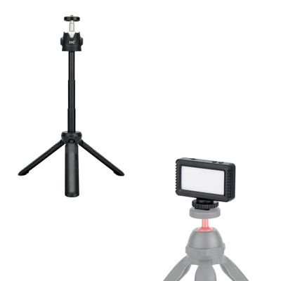 Extendable Mini Tripod Selfie Stick & Mini LED Video Light for Sony ZV-1 II ZV-1II ZV1II ZV1 ZV1F ZV-1F ZV-E10 ZVE10 A6000 A6100 A6300 A6400 A6500 A7C, Canon M50 Mark II, Nikon Z30 Z50 Cameras & More