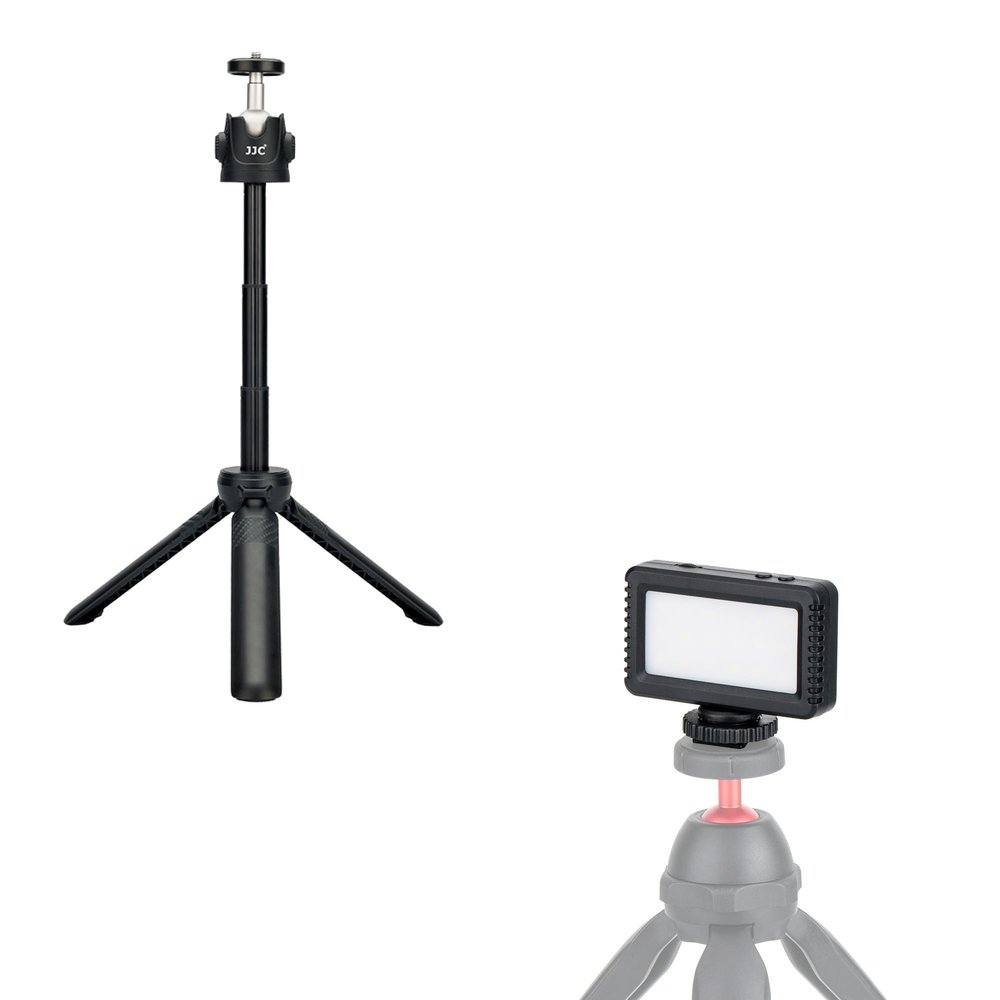 Extendable Mini Tripod Selfie Stick & Mini LED Video Light for Sony ZV-1 II ZV-1II ZV1II ZV1 ZV1F ZV-1F ZV-E10 ZVE10 A6000 A6100 A6300 A6400 A6500 A7C, Canon M50 Mark II, Nikon Z30 Z50 Cameras & More