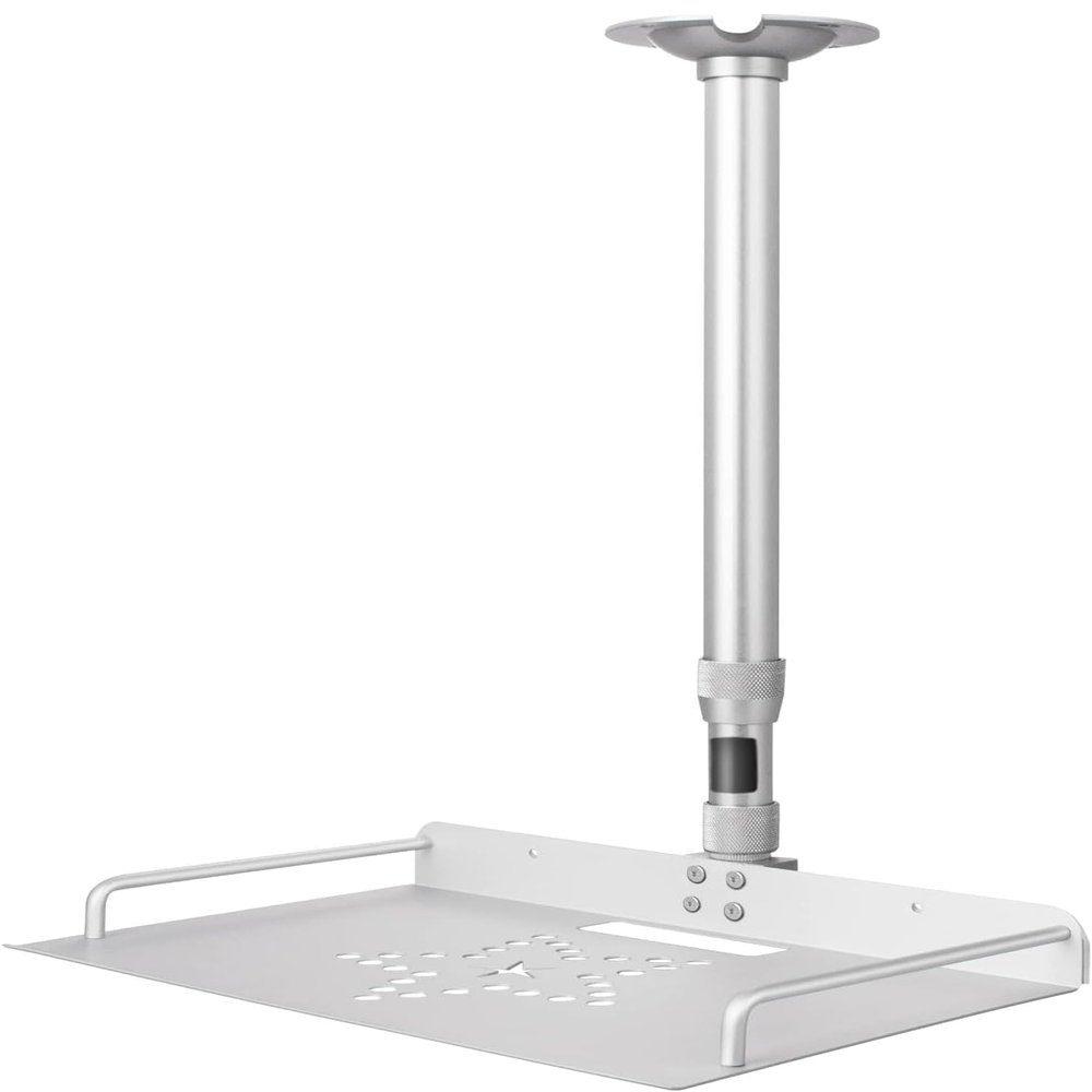 2-Be-Best Projector Ceiling Mount with Tray, 14.5-23.2IN / 37-60CM Height Adjustable Universal Projector Ceiling Mount 360 Rotation Ceiling Projectors Mounts Silver