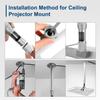2-Be-Best Projector Ceiling Mount with Tray, 14.5-23.2IN / 37-60CM Height Adjustable Universal Projector Ceiling Mount 360 Rotation Ceiling Projectors Mounts Silver view 4