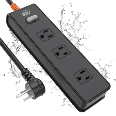 Outdoor Power Strip Weatherproof, IPX6 Waterproof Surge Protector with 3 Wide Outlets, 1625W/13A Overload Protection Switch, 6FT Extension Cord, Wall Mountable for Indoor Outdoor, UL FCC Listed