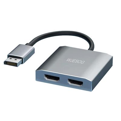 WJESOG Displayport to Dual HDMI Splitter Dual 4K@60Hz Resolution,DP to 2 HDMI Hub Multi Stream Transport for Windows and Mac System