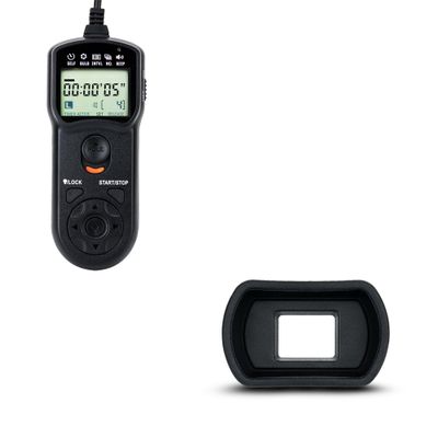 JJC Intervalometer Timer Remote Control & Long Soft Eyecup Eyepiece for Canon EOS Rebel T7 T6 T5 T3 T8i T7i T6s T6i T5i T4i T3i T2i T1i XSi XTi SL3 SL2 SL1 90D 80D 77D 70D 60Da & More Cameras