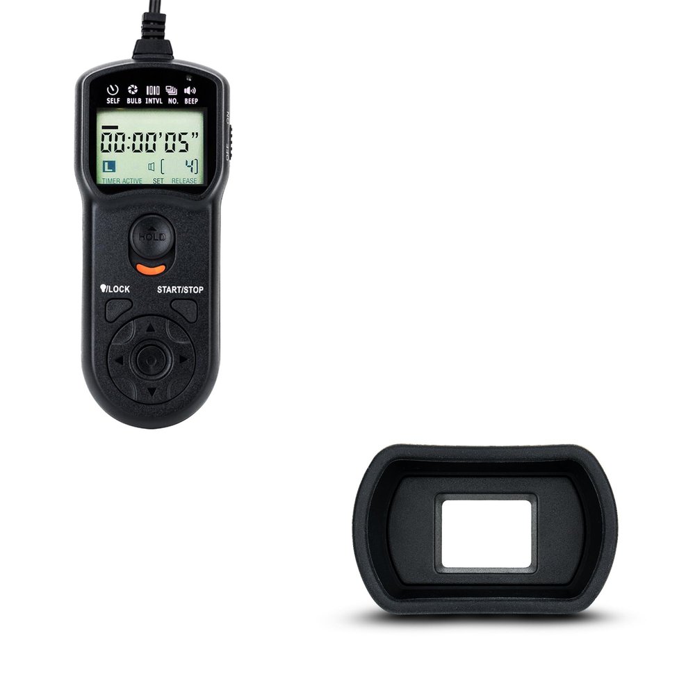 JJC Intervalometer Timer Remote Control & Long Soft Eyecup Eyepiece for Canon EOS Rebel T7 T6 T5 T3 T8i T7i T6s T6i T5i T4i T3i T2i T1i XSi XTi SL3 SL2 SL1 90D 80D 77D 70D 60Da & More Cameras