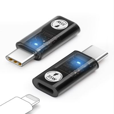 AIYEEN for Lightning to USB C Adapter,35W PD Fast Charging for iPhone 15 Plus Pro Max & Data Transfer,for Lightning Female to USB Type C Male Adapter,for iPad Air,for Samsung,Transparent with Light