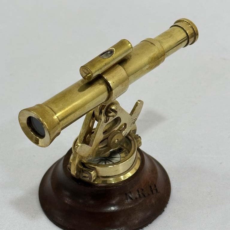 4" Brass Alidade Decorative Telescope with Base Compass Surveying Theodolite Marine Home/Office Table Decor Survey Transit Telescope Instrument Compass