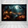 Leowefowa 15x8ft Halloween Photography Backdrop Horror Moon Night Pumpkin Lantern Background Scary Castle Dead Tree Branch Horror Moon Party Banner Decor Photo Supplies Prop view 2