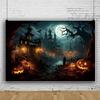 Leowefowa 15x8ft Halloween Photography Backdrop Horror Moon Night Pumpkin Lantern Background Scary Castle Dead Tree Branch Horror Moon Party Banner Decor Photo Supplies Prop view 4