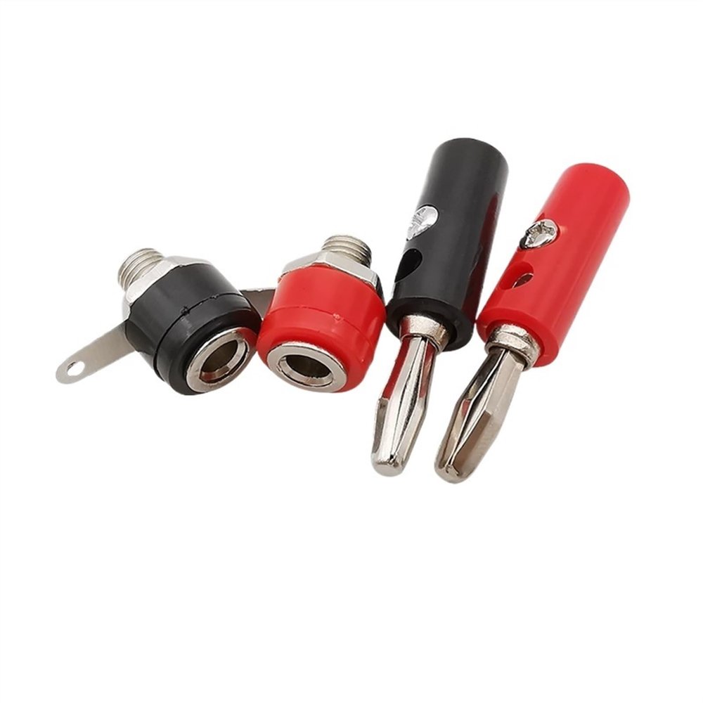 10Pair Red Black 4mm Banana Plug Socket Connector Male Female Test Terminal Binding Post Nut Panel Mount Adapter Connectors