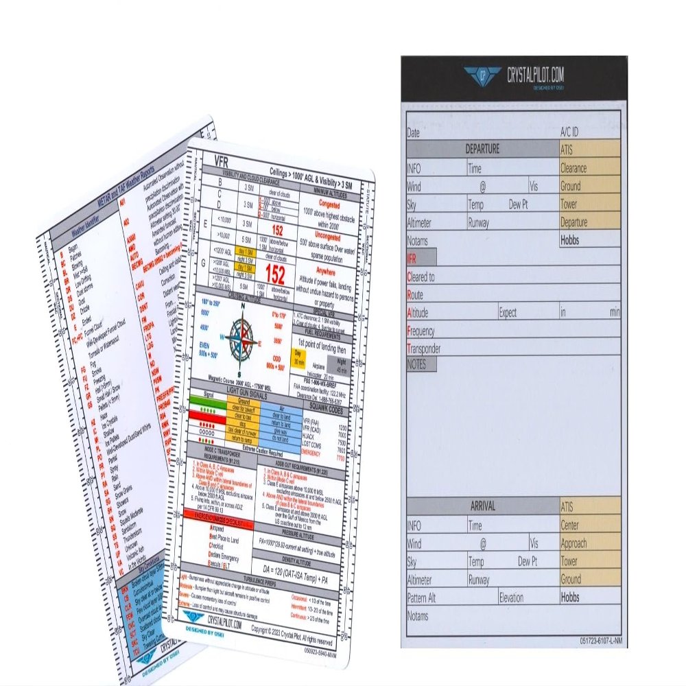 Crystal Pilot Medium VFR/METAR Cheat Sheet & Flight Planning Notepad Bundle