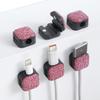 Sparkly Diamond Cord Organizer Holder, 6 Pack Magnetic Desk Cable Clips Management, Hide Phone Charging Cable Keeper, Strong Adhesive Wire Charger Holder for Nightstand, Kitchen Appliances (Pink) view 1