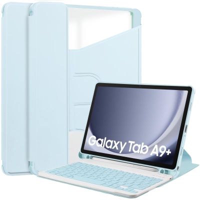 kaidisen 360 Rotating Keyboard Case for Galaxy Tab A9 Plus/A9+ 5G 11 Inch 2023 Model (SM-X210/X216/X218), Vertical Stand Magnetic Detachable Keyboard Slim Folio Smart Cover,Light Blue