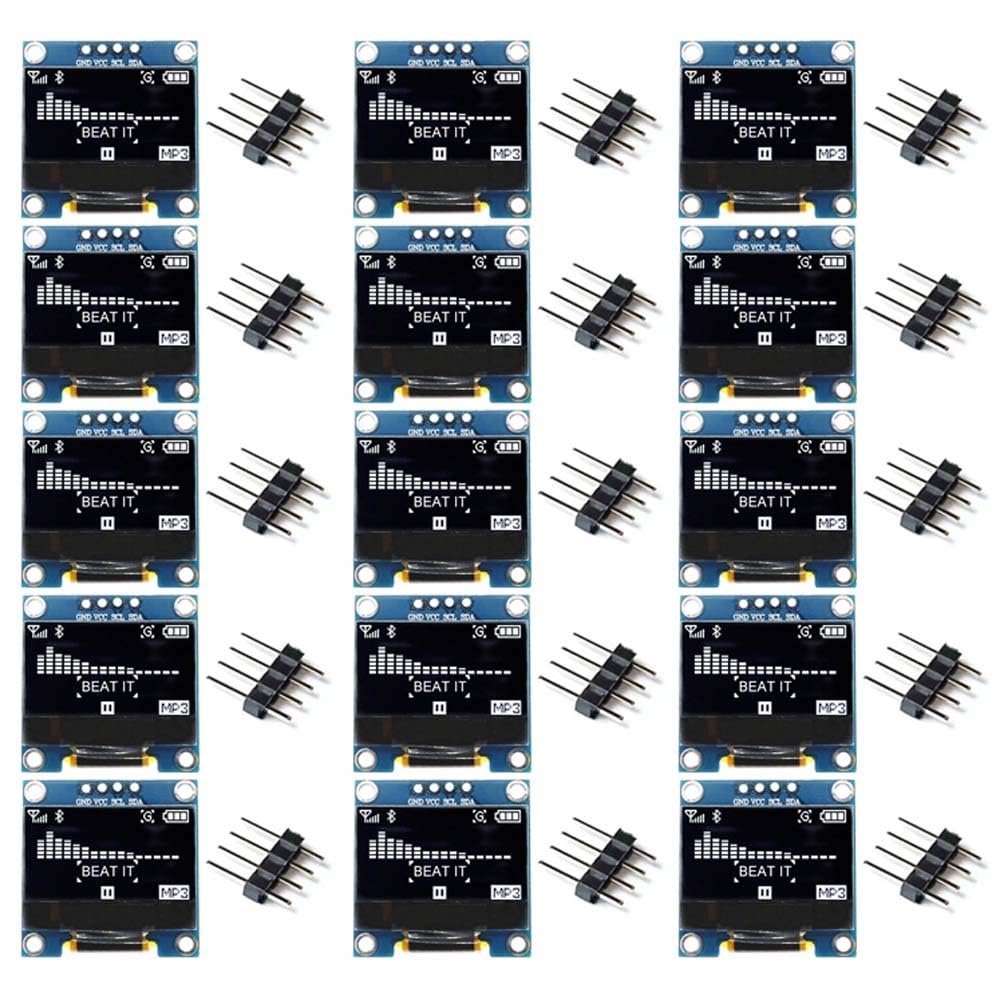 15Pieces 0.96 Inch OLED Display Module 12864 128x64 Pixel SSD1306 Mini OLED Screen Board (White)