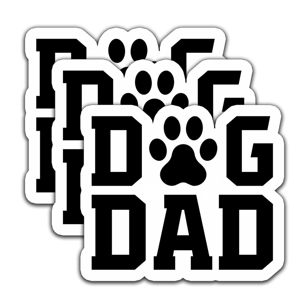 (3Pcs) Dog Dad Stickers Paw Print Vinyl Decals for Water Bottle, Car, Bumper, Tumblers, Laptops Waterproof Sticker for Dads Daddy and Dog Lovers 3 x 2.6 Inch