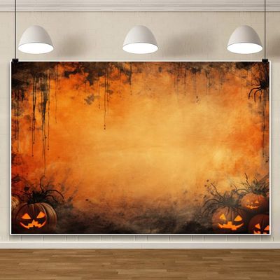ChloropLastid 15x8ft Halloween Photography Backdrop Orange Scary Halloween Pumpkin Trick or Treat Theme Background for Halloween Party Decor Kids Adults Artistic Portrait Photoshoot Studio Props