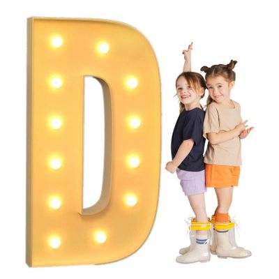 TQQEPOOL LED Marquee Letter Lights,Large Marquee Light Up Letters with Light Bulbs for Wedding Party Home Bar Decor(Color:D,Size:70cm)
