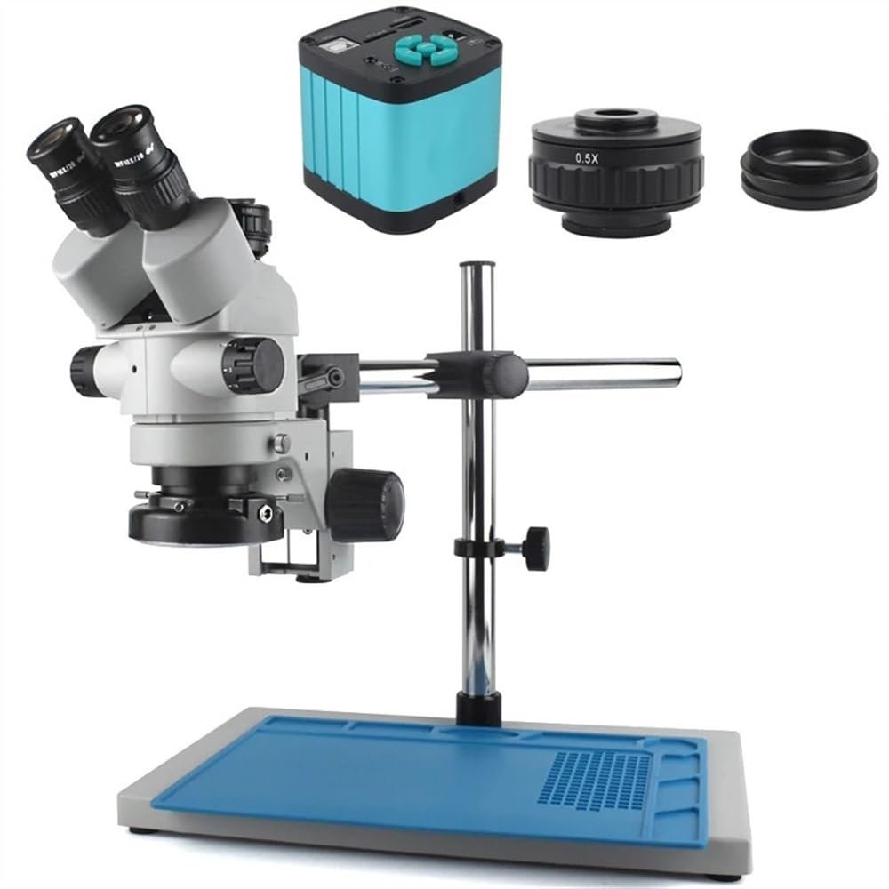 ZTBH Microscope Accessories Kit 48MP 4K 1080P HDMI USB Video Camera Simul-Focal 3.5X-90X Continuous Zoom Stereo Trinocular Microscope CTV Adapter Barlow Lens Microscope Slides(Color:7-45x-01)