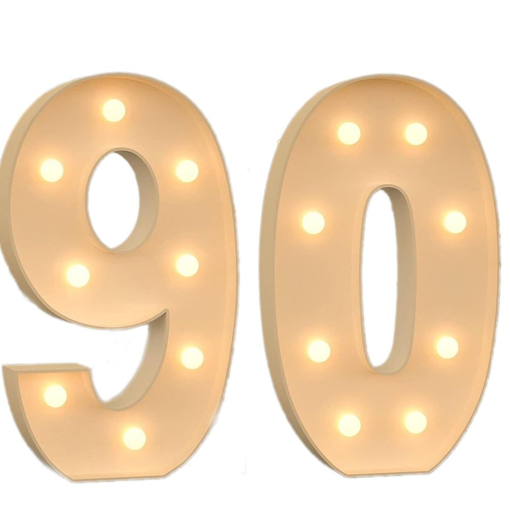 TQQEPOOL Light Up Letters Birthday Decoration,LED Letter Number Light Light Sign Decoration, Marquee Letters Number for Wedding Graduation Baby Shower(90,100cm)